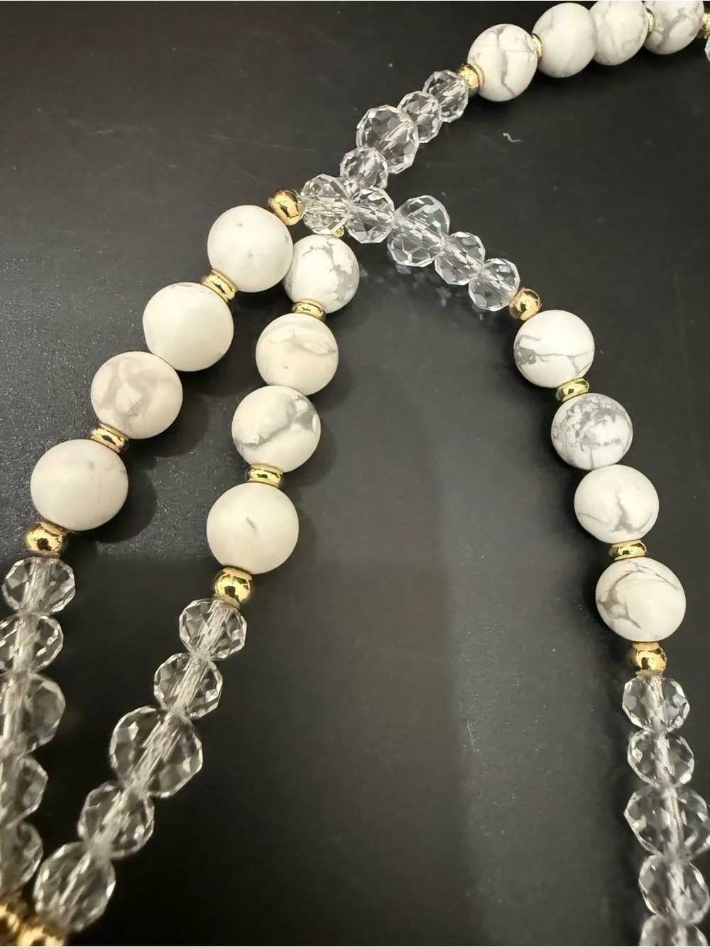 Handmade Natural Stones And Crystals Beaded Lanyard w/ Retractable Badge Reel